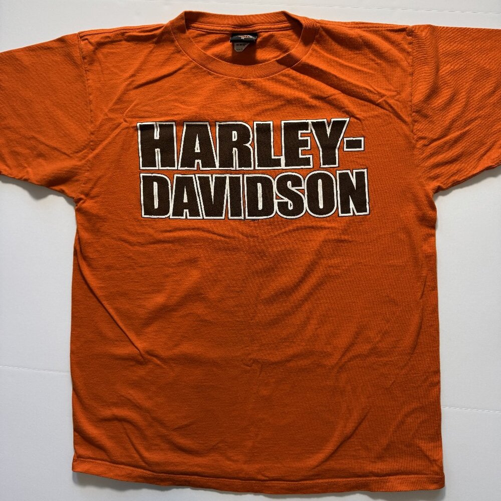 Vintage Y2K 2006 Harley Davidson Motorcycles Speedway Concord NC Orange XL Shirt